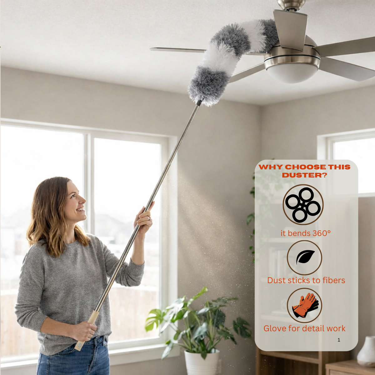 360° Flexible Mop Duster with Long Handle